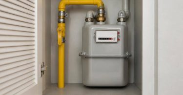 Persona controlla il termostato del riscaldamento e le spese domestiche.