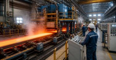 Operai controllano impianti e apparecchiature di una fabbrica industriale